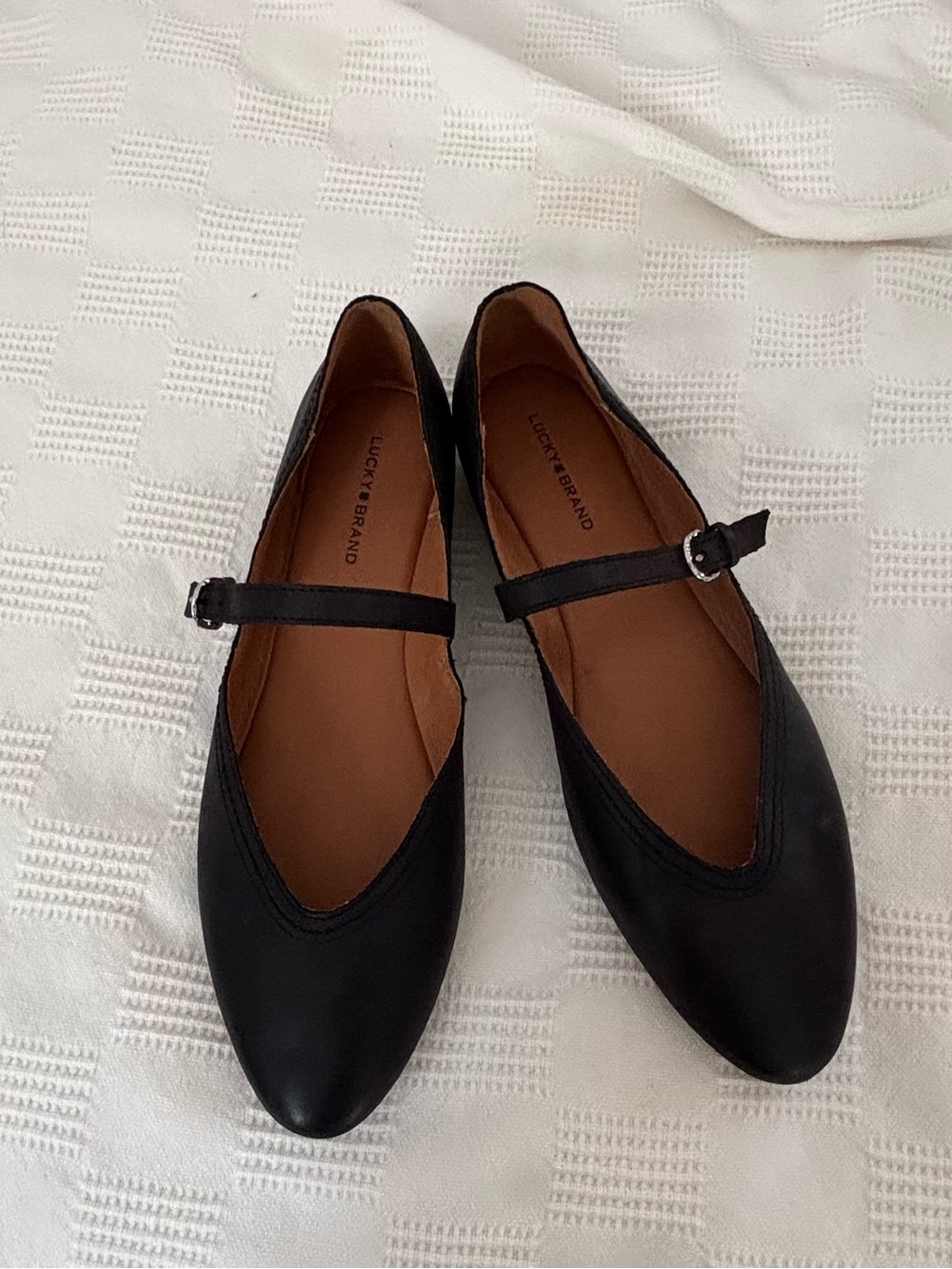 Lucky Brand Black Mary Jane Pointed Toe Flats